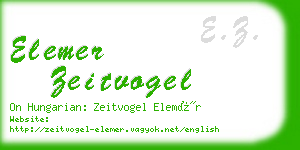 elemer zeitvogel business card